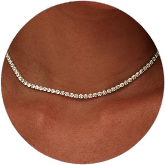 Tennis Necklace • 3mm CZ Stones • White Gold Finish • Luxury Shine - Picture 2 of 2